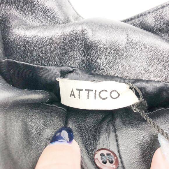 ATTICO Women's Leather Paper Bag Pants IT 40 US Small Black Tie Cuff Belted NWT - Picture 12 of 14